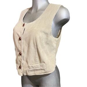 90s Boundary Waters Corduroy Vest Top Preppy Cotton Old Money Academia Sz Large